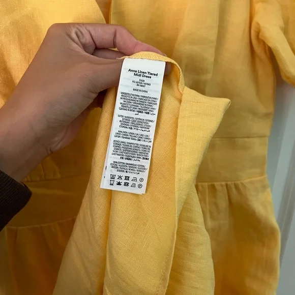 Boden Anna Linen Tiered Midi Dress in Buttermilk Yellow - Picture 8 of 10